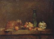 Jean Baptiste Simeon Chardin Style life with olive glass painting